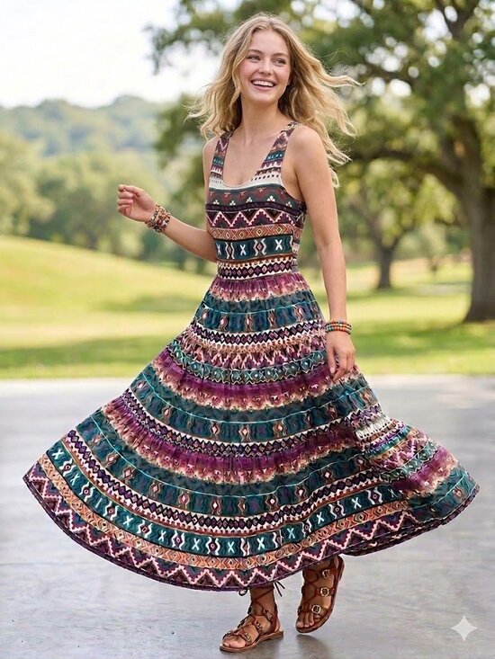 Kathie Lee for Plaza South Dresses & Skirts - Vintage 90s Aztec Geo Print Cotton Dress Small Kathie Lee Plaza South